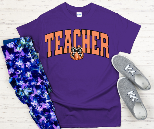 Pumpkin Teacher Adult T-Shirt